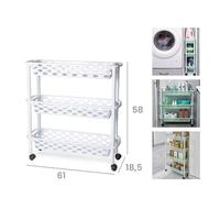 Carrello da Cucina Ripostiglio Slim Bianco 3 Piani 58 x 61 x 18,5 cm