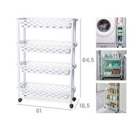 Carrello da Cucina Ripostiglio Slim Bianco 4 Piani 84 x 61 x 18,5 cm