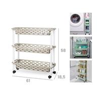 Carrello da Cucina Ripostiglio Slim Marrone 3 Piani 58 x 61 x 18,5 cm