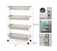 Carrello da Cucina Ripostiglio Slim Marrone 4 Piani 84 x 61 x 18,5 cm