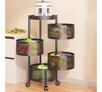 Carrello da cucina Scaffale portaoggetti nero con ruote e 4 ripiani per arredare con stile la tua cucina, il tuo soggiorno o il tuo bagno