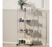 Carrello da cucina Slim Rolling Utility Cart - Organizer portaoggetti in acrilico su ruote, unità di scaffalatura trasparente per spazi ristretti, ideale per bagno e cucina