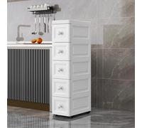 Carrello da cucina sottile con ruote, multi-livello, per bagno e lavanderia, salvaspazio, facile da spostare