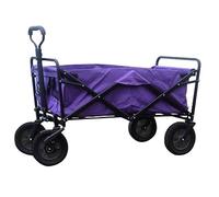 Carrello da giardino pieghevole resistente con 4 ruote per tutti i terreni, per campeggio all'aperto, carrello portatile per la spesa e carrello per spiaggia e giardinaggio