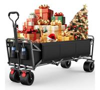 Carrello da Giardino Pieghevole Super Grande, Morpilot Carrello Pieghevoli con Ruote e Stoccaggio Posteriore, Per giardino, Campeggio, Spesa, Nero