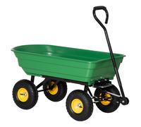 Carrello da Giardino Ribaltabile 4 Ruote 109x52x94 cm 75 Litri Verde