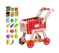 Carrello da gioco per bambini, giocattolo per la spesa, set di da cucina, set con alimenti falsi, gioco di ruolo educativo, set regalo per feste, attività di gioco interattiva per bambini