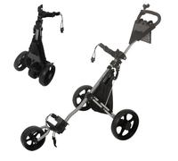Carrello da Golf a 3 Ruote, Carrello Pieghevole per Sacca da Golf con Borsa Termica Isolante, Maniglia Regolabile in Diverse Angolazioni e Freno a Pedale, Elevata capacità di Carico(Gray)