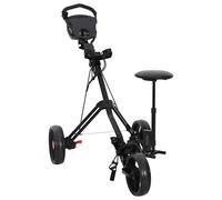 vidaXL Carrello da golf con sedile nero 95 x 69 x 114 cm Ferro, carrello da golf, carrello pieghevole, attrezzatura sportiva compatta, accessorio manuale