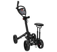 vidaXL Carrello da golf con sedile Nero Alluminio Pieghevole, Carrello da Golf con Tabellone, Spinta Facile, Accessori da Esterno