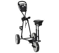 vidaXL Carrello da golf con sedile in bianco e nero 100 x 60 x 130 cm Ferro, carrello da golf, carrello portatile, accessori compatti, trasporto conveniente, facile da spingere