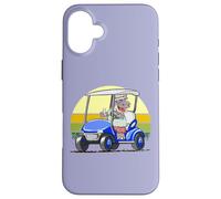 Carrello da golf divertente con autista di ippopotamo Custodia per iPhone 16 Plus
