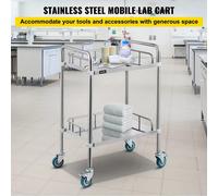 Carrello da laboratorio a 2 ripiani con ruote bloccabili Carrello multiuso