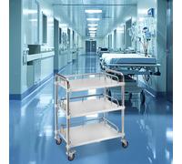 Carrello da laboratorio in acciaio inossidabile a 3 livelli con ruote