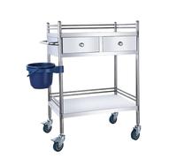 Carrello Da Laboratorio, Mobile, In Acciaio Inossidabile A Due Piani Con Cassetti, Ruota Universale, For Attrezzature, Carico Massimo 80 Kg(60x40x86cm)