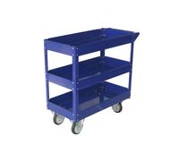 Carrello da lavoro - 3 ripiani - acciaio verniciato blu - 84x41 cm - altezza 82 cm - portata massima 100 kg - Serena Gro