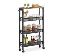 Carrello da nicchia Relaxdays, H x L x P: 77 x 13 x 45,5 cm, scaffale per Bagno e Cucina, 4 Ripiani, Metallo.