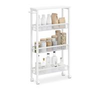 Carrello da nicchia Relaxdays, HxLxP: 77 x 13 x 45,5 cm, scaffale per Bagno e Cucina, 4 Ripiani, Metallo, Bianco