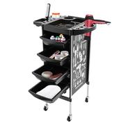 Carrello da parrucchiere con 4 cassetti, beauty salon trolley, tatuaggio con ruote, carrello per servizi salone e spa (nero)