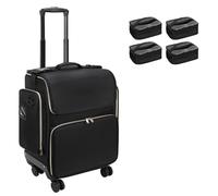 Carrello da parrucchiere con ruote, carrello professionale per trucco con 4 borse trasparenti per il trucco, custodia rimovibile e ruote girevoli a 360° per parrucchiere, beauty case