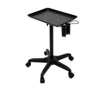 Carrello da parrucchiere regolabile in altezza, con ruote a 360 gradi, piano di lavoro in alluminio, portata 6 kg, per salone di capelli, nero, 45 x 33 cm