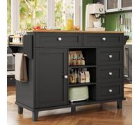 Carrello da pranzo (134 x 46 x 92 cm), moderno e semplice carrello da pranzo nero, cassettiera combinato, design a doppio uso mobile e solido