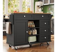 Carrello da pranzo (134 x 46 x 92 cm), moderno e semplice, colore nero, cassettiera combinata, design a doppio uso, mobile e solido, adatto per cucine domestiche (nero)