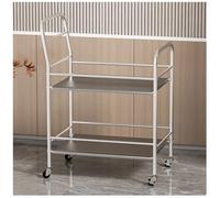Carrello da ristorante in acciaio inossidabile con rotaia anti-caduta universale con manico curvo design ripiano extra largo per una maggiore stabilità e funzionalità