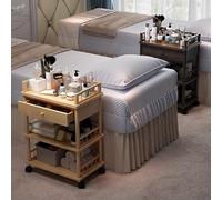 Carrello da salone in legno con cassetti, armadietto mobile per attrezzi da barbiere, forniture per pittura a olio o snack, con tre livelli di spazioso spazio