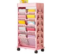 Carrello da scrivania mobile con ruote, girevole, multiuso, per cucina, camera da letto, bagno (rosa, 74 x 37 x 19 cm)