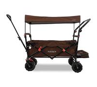 Fuxtec Carrello da Spiaggia Pieghevole CTB800 - Marrone - Pieghevole con Ruote Larghe, Tetto, Freno Anteriore e Posteriore - Adatto ai Bambini - L'Originale Bollerwagen