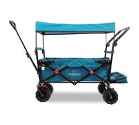 Carrello da spiaggia pieghevole FUXTEC FX-CTB800 BLU con tettuccio parasole protetto dai raggi UV, maniglia di spinta e prolungamento interno
