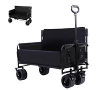 Carrello da Spiaggia Pieghevole per Campeggio, Picnic. Carrello da giardino Trasformabile in Sedile con Ruote. Carrello di Trasporto con Borsa e Maniglia Regolabile. Carriola (93x45cm, 150L)