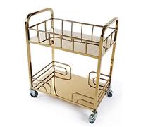 Carrello da tè in acciaio inox placcato oro, carrello da tè europeo per dessert e bevande, elegante carrello di servizio alberghiero per intrattenimento e uso domestico