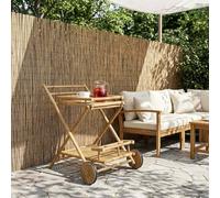 Carrello da tè in bambù con ruote, 79 x 67,5 x 84 cm, versatile carrello da cucina e da portata con vano portaoggetti, carrello salvaspazio per sala da pranzo e bar