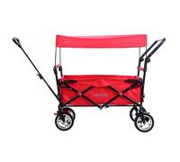 Carrello da trasporto/bollerwagen pieghevole FUXTEC EASY FX-CT700 Rosso con tettuccio anti-UV, maniglia di spinta e freno di bloccaggio anteriore e posteriore, adatto ai bambini. L'originale.
