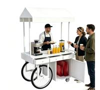 Carrello da Venditore Ambulante con Tettuccio, Carretti per Bancarelle di Mercato, Adatto per Mercati Contadini, Negozi Temporanei ed Eventi Commerciali(White,140cm)