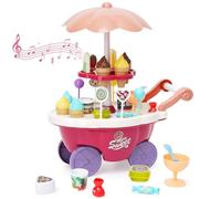 Carrello dei Gelati Bambini, Gelateria Giocattolo 36 Pezzi, Carretto Gelato Giocattolo con Deposito, Giochi di Ruolo Regalo per Bambina 3 Anni