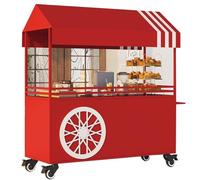 Carrello del fornitore all'aperto, banco di mostra mobile portatile dell'alimento con il baldacchino e le ruote bloccabili, costruzione del ferro per i mercati e gli eventi dello street food