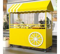 Carrello del fornitore all'aperto con ruote bloccabili e baldacchino, espositore portatile per cibo da strada, mercati notturni e promozioni
