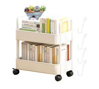 Carrello del libro di utilità a rotolamento, libreria mobile per la casa a 2 livelli - snack e carrello di stoccaggio giocattolo, portapacing di libri con ruote per la casa