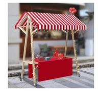 Carrello del venditore all'aperto con baldacchino, espositore mobile per bancarelle in legno su ruote, espositore leggero per bancarella del mercato in vendita hot dog/gelato/cibo (blu, L 120 cm)
