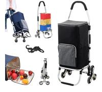 Carrello della spesa con ruote, Carrello della spesa grande da 45 litri con borsa termica isolata, carrello for salire le scale(Black)