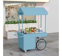 Carrello Della Spesa Con Ruote for Generi Alimentari, Espositore Da Esterno Con Tettoia, Robusto E Resistente, Adatto for Centri Commerciali E Strade Pedonali(Blue,140x60 cm/55.1x23.6 in)