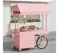 Carrello Della Spesa Con Ruote for Generi Alimentari, Espositore Da Esterno Con Tettoia, Robusto E Resistente, Adatto for Centri Commerciali E Strade Pedonali(Light pink,140x60 cm/55.1x23.6 in)