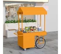 Carrello Della Spesa Con Ruote for Generi Alimentari, Espositore Da Esterno Con Tettoia, Robusto E Resistente, Adatto for Centri Commerciali E Strade Pedonali(Orange,140x60 cm/55.1x23.6 in)