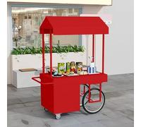 Carrello Della Spesa Con Ruote for Generi Alimentari, Espositore Da Esterno Con Tettoia, Robusto E Resistente, Adatto for Centri Commerciali E Strade Pedonali(Red,140x60 cm/55.1x23.6 in)