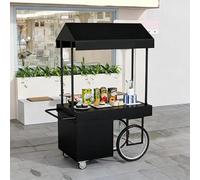 Carrello Della Spesa Con Ruote for Generi Alimentari, Espositore Da Esterno Con Tettoia, Robusto E Resistente, Adatto for Centri Commerciali E Strade Pedonali(Black,120x60 cm/47.2x23.6 in)