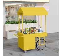 Carrello Della Spesa Con Ruote for Generi Alimentari, Espositore Da Esterno Con Tettoia, Robusto E Resistente, Adatto for Centri Commerciali E Strade Pedonali(Yellow,140x60 cm/55.1x23.6 in)