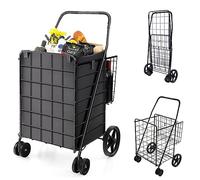 Carrello della spesa Jumbo da 120 litri con 6 ruote, fodera rimovibile, manico antiscivolo, carrello portatile multiuso per generi alimentari, lavanderia e facile mobilità